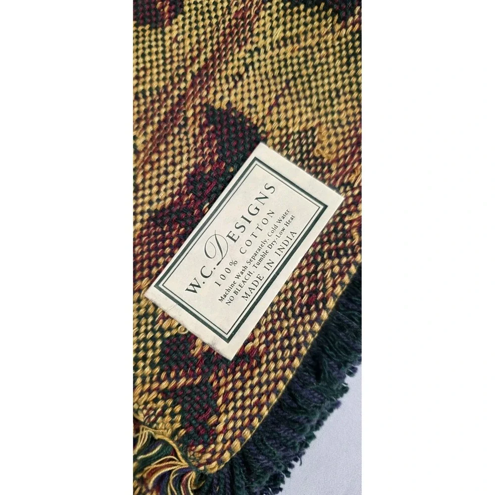 3pc W.C Deisgns Cotton Table‎ Runner Fall Autumn Halloween Raw Hem Decor Holiday